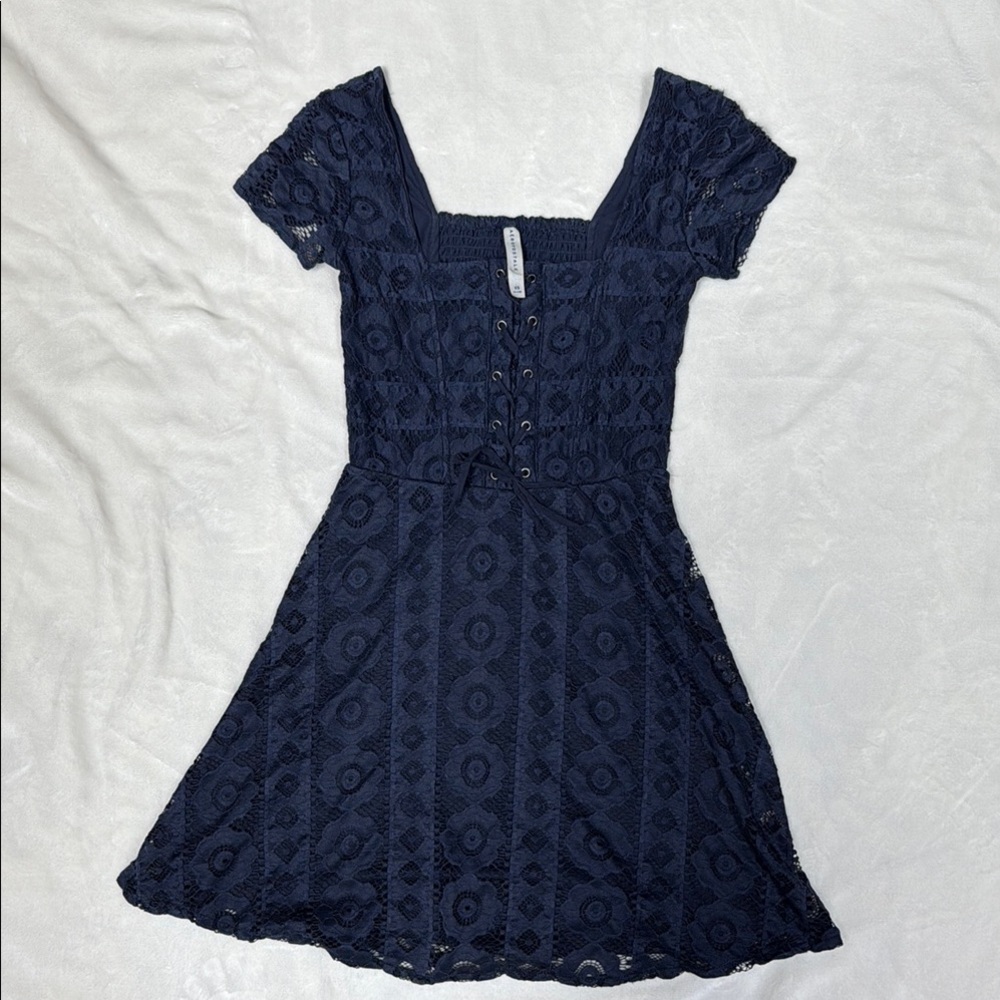 Aeropostale Blue Puff Sleeve Mini Sundress